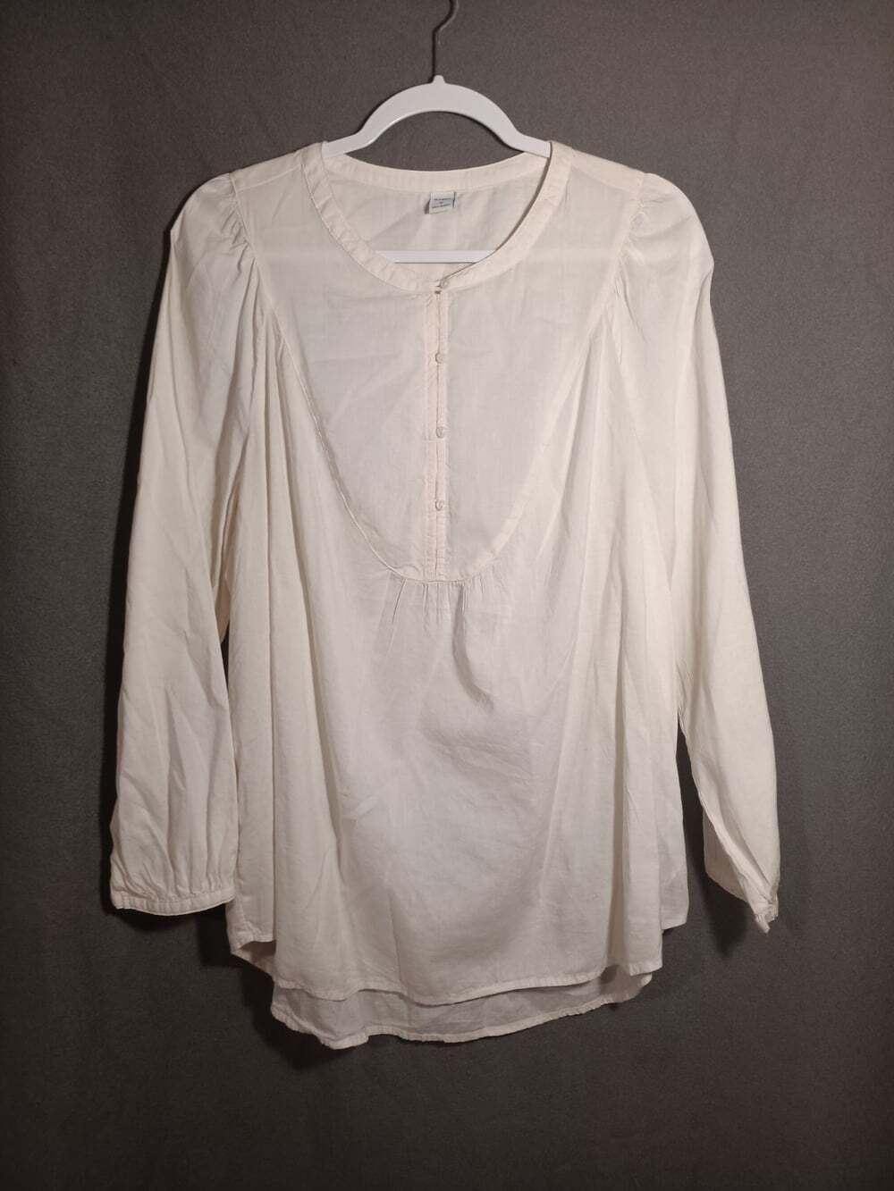 Old Navy Ivory Peasant Top Medium Flowy Boho Lagenlook Blouse Long Sleeve